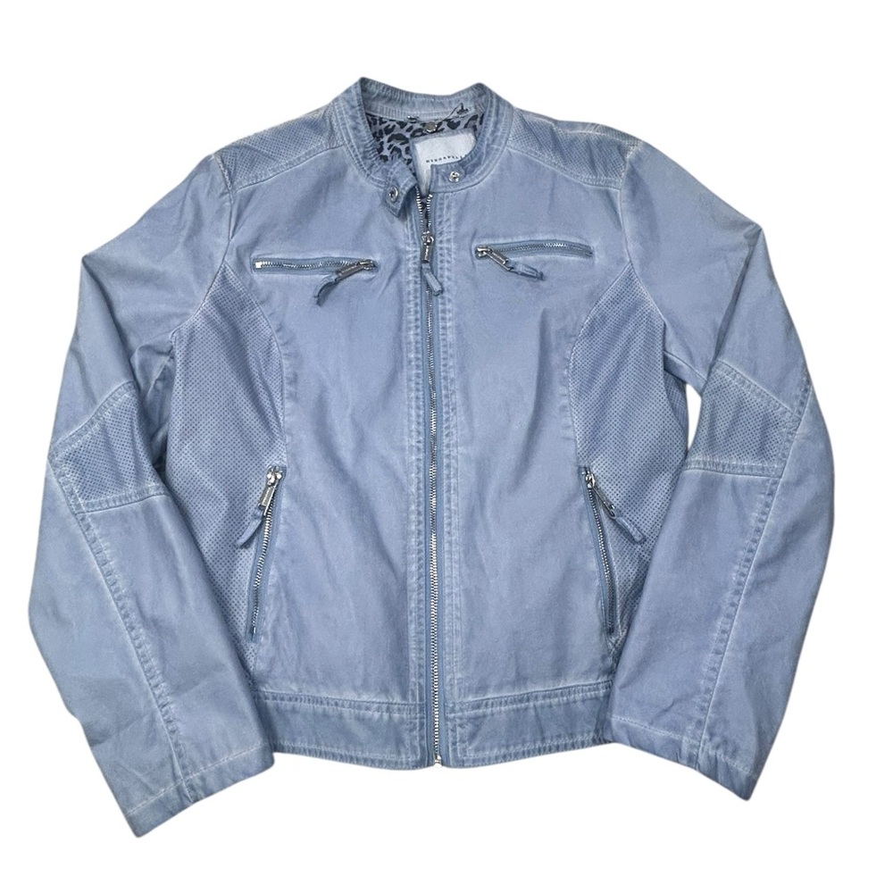 Rino & Pelle‎ Women’s Light Blue Biker Style Bomber Jacket Women’s 42 (Large)